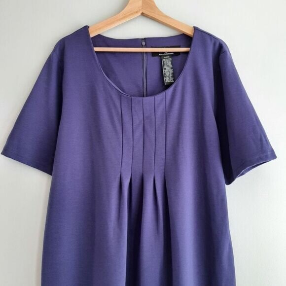 LENNIE Scoop Neck Midi Length Dress Soft Fabric Blue / Purple Sz XL Flawed - Picture 3 of 12